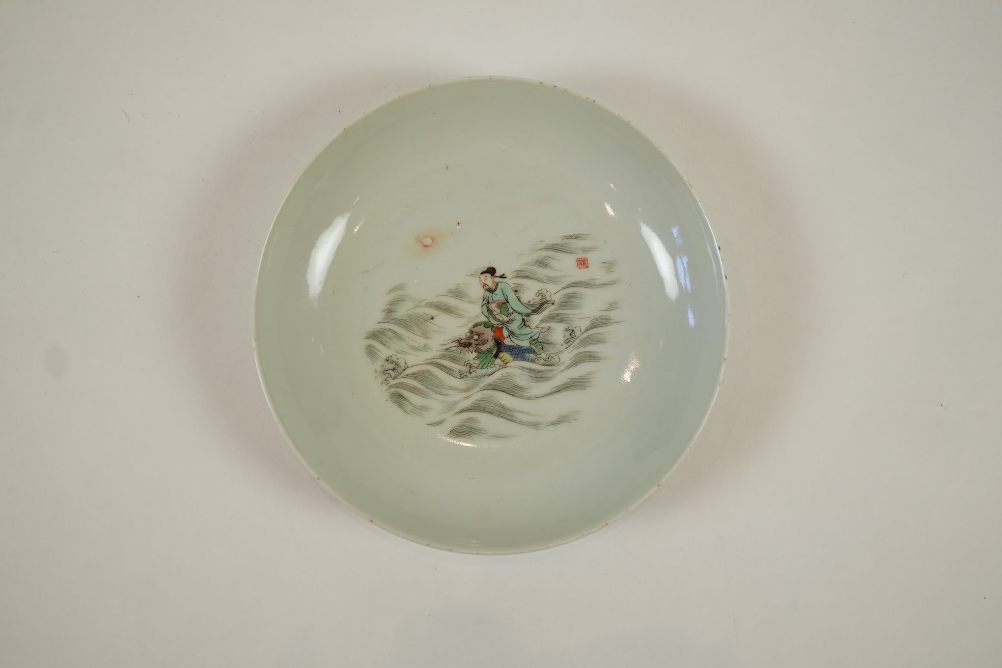 A Chinese famille verte dish, Xuande mark but later